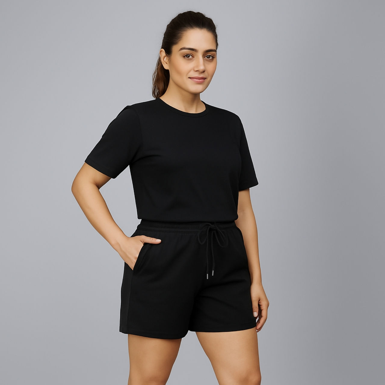 EQL Women's Pure Cotton Shorts | Jet Black - XL