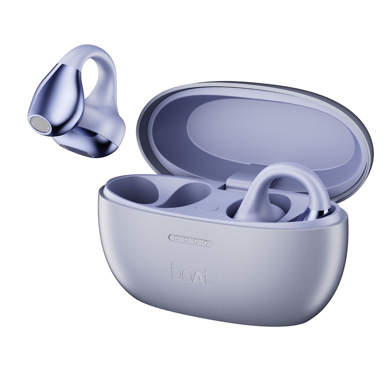 boAt Airdopes Loop TWS Earbuds w/ Air Conduction Technology, Clip-On Fit, 50H (Lavender Mist)