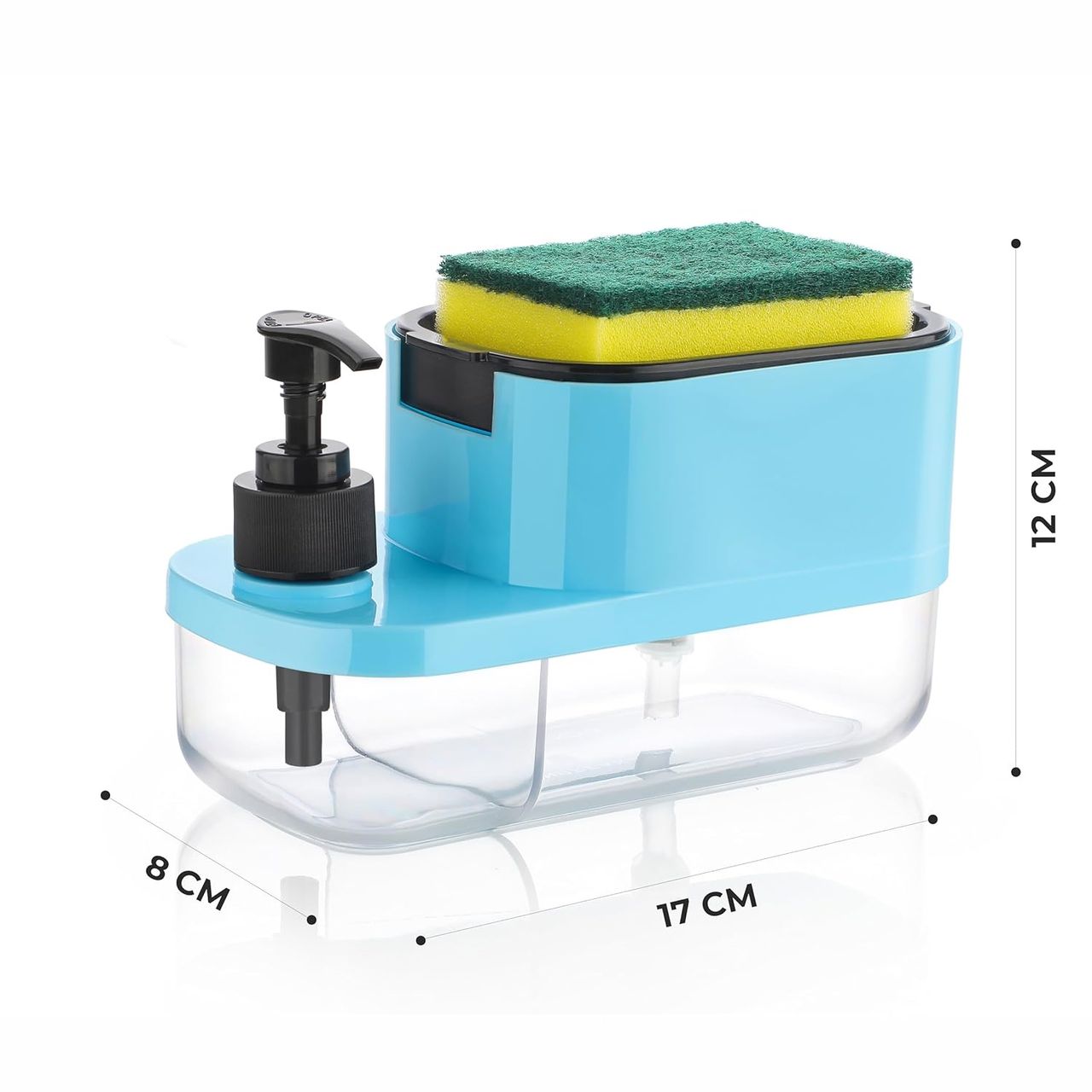 Clazkit 3-In-1 Dishwashing & Handwash Soap Dispenser With Sponge Holder For Sink & Countertop Use