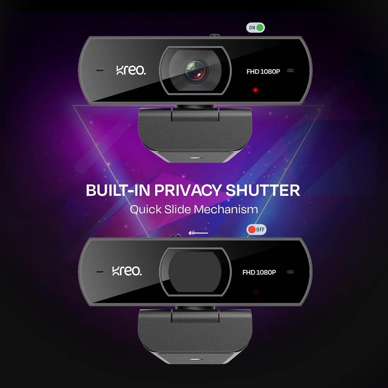 Kreo Owl Full Hd 1080P 60 Fps Webcam With Auto-Focus And Built-In Dual Digital Mic With 360Rotation