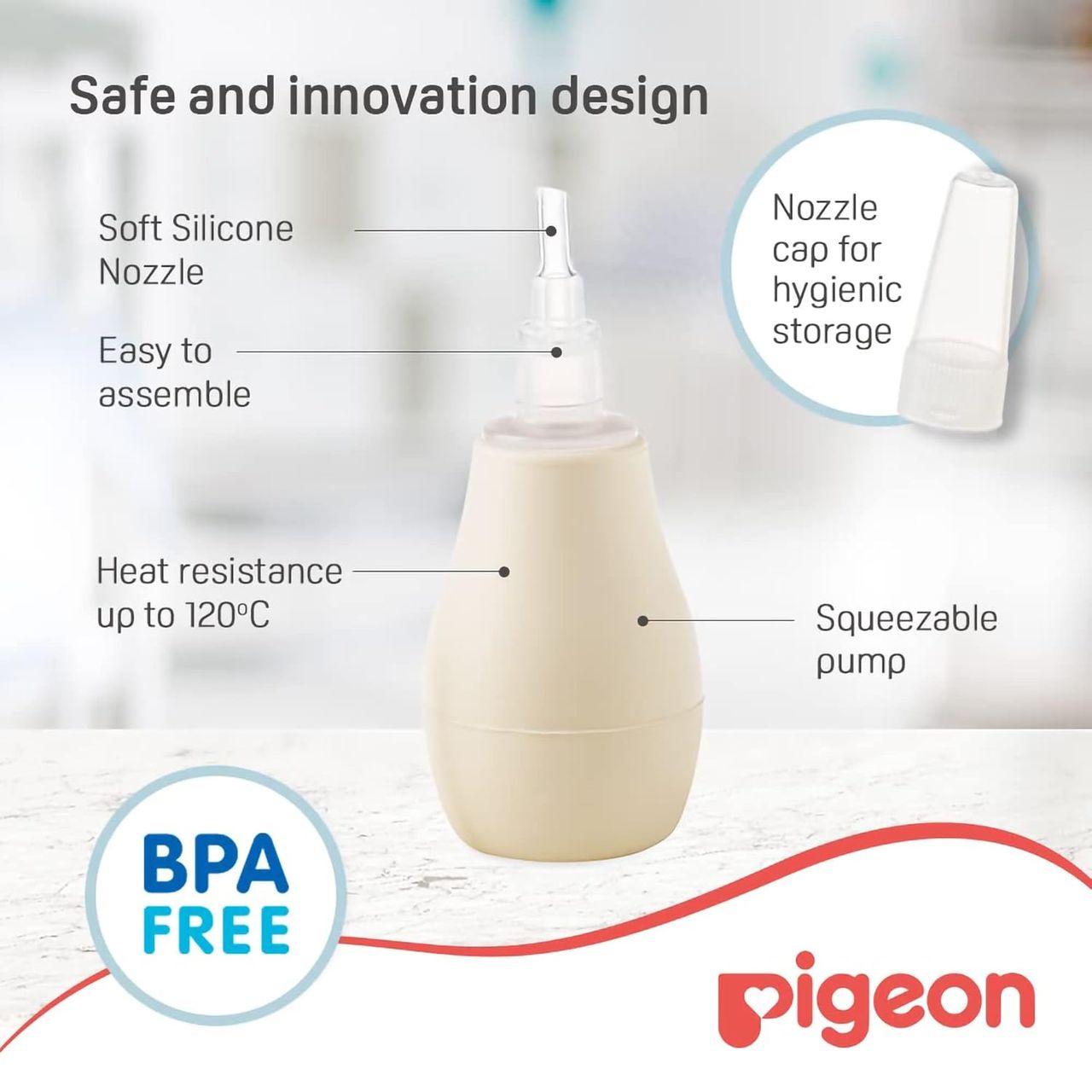 Pigeon Baby Care Nasal Aspirator | White and Red | 0 - 3 years