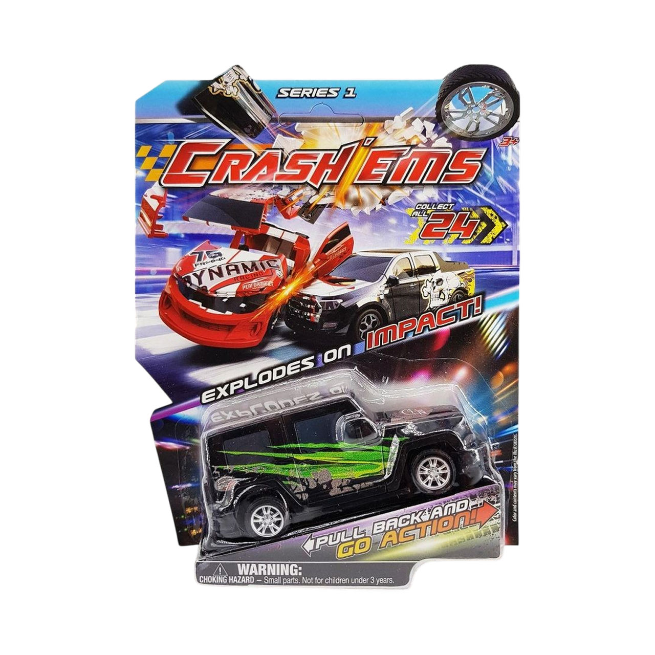 Crash Ems Pull Back Car | Racing Stunt Vehicle Toy | Pack of 1 Car