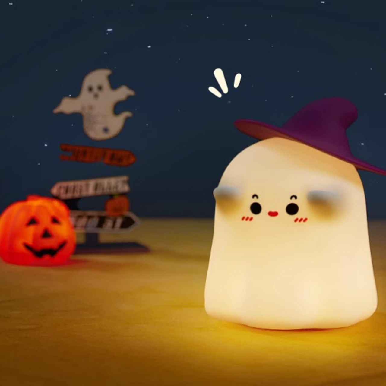 Toyshine Halloween Ghost Night Light Squishy Silicone 3 Level Dimmable Led Rechargeable Touch Lamp