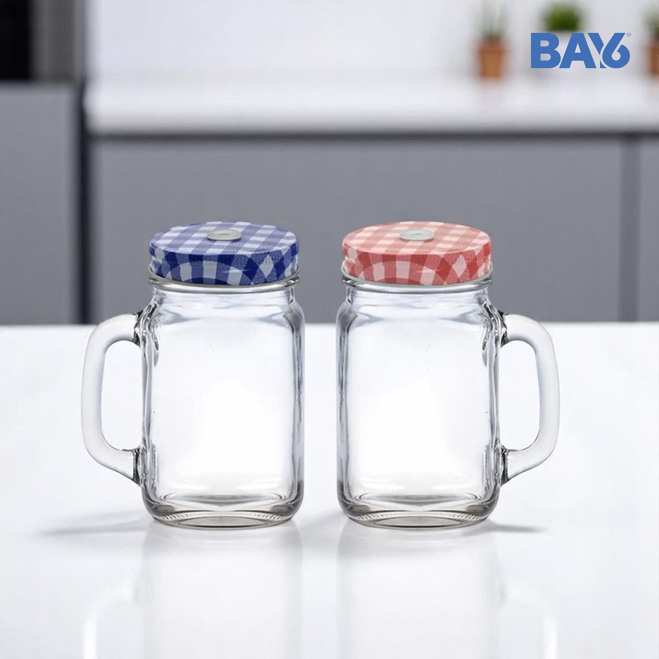 BAY6 Mason Jar Set with Straw - 400 ml - (2pc)