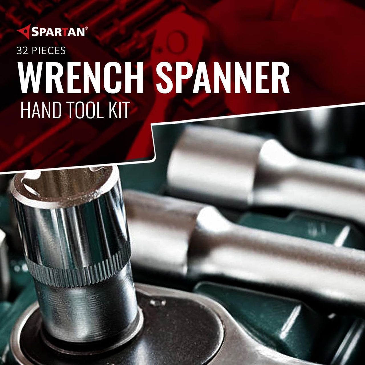 Spartan 32 In 1 Heavy Duty Socket Set 1/2" Chrome Vanadium Steel Ratchet Socket Wrench Spanner