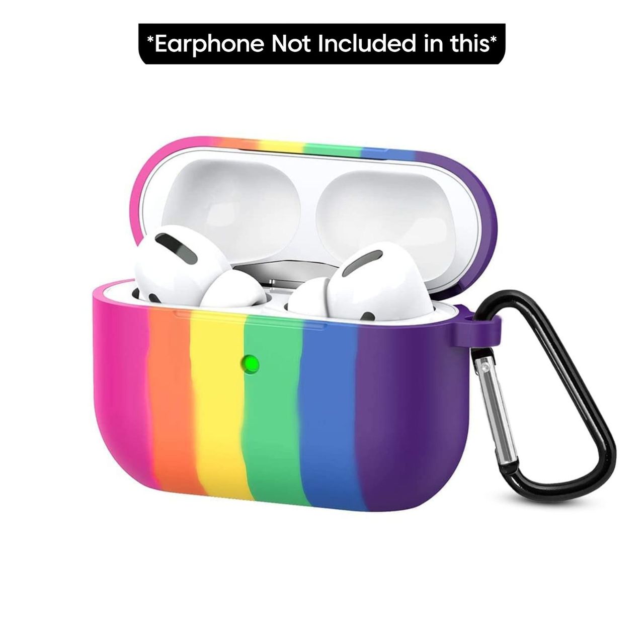 Sounce AirPods Pro Silicone Case Cover with Keychain | Supports Wireless Charging | Rainbow