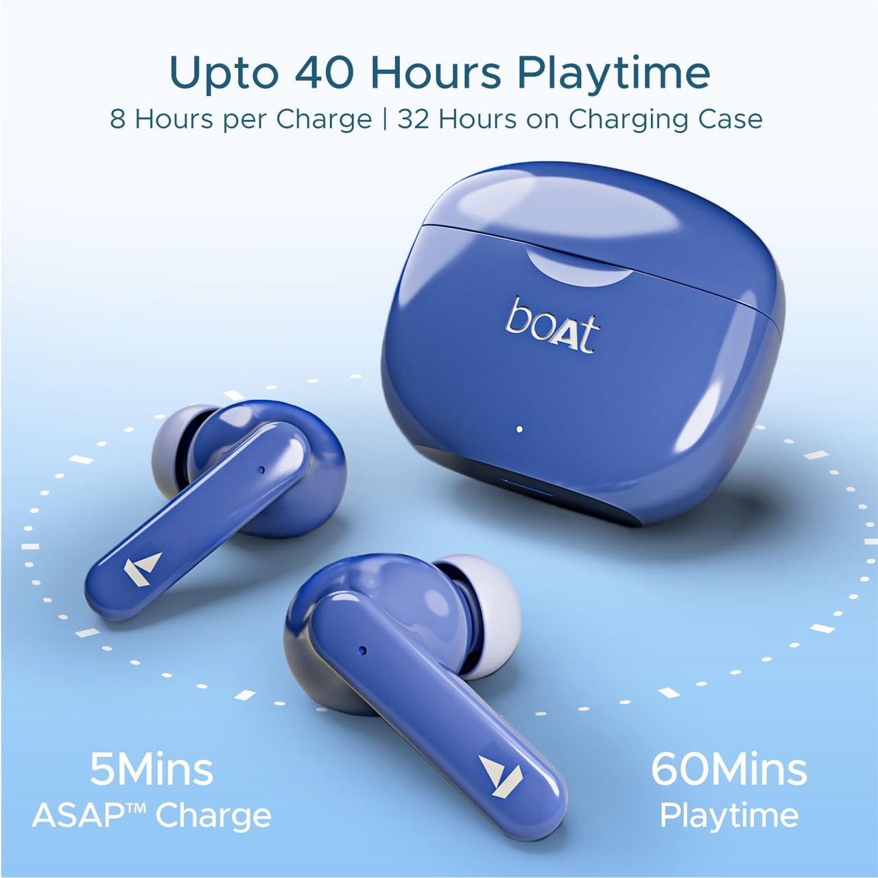 boAt Airdopes 120 Tws Earbuds W/in Ear Detection, 40h Playtime Quad Mics W/ Enx Tech(Dawn Blue)