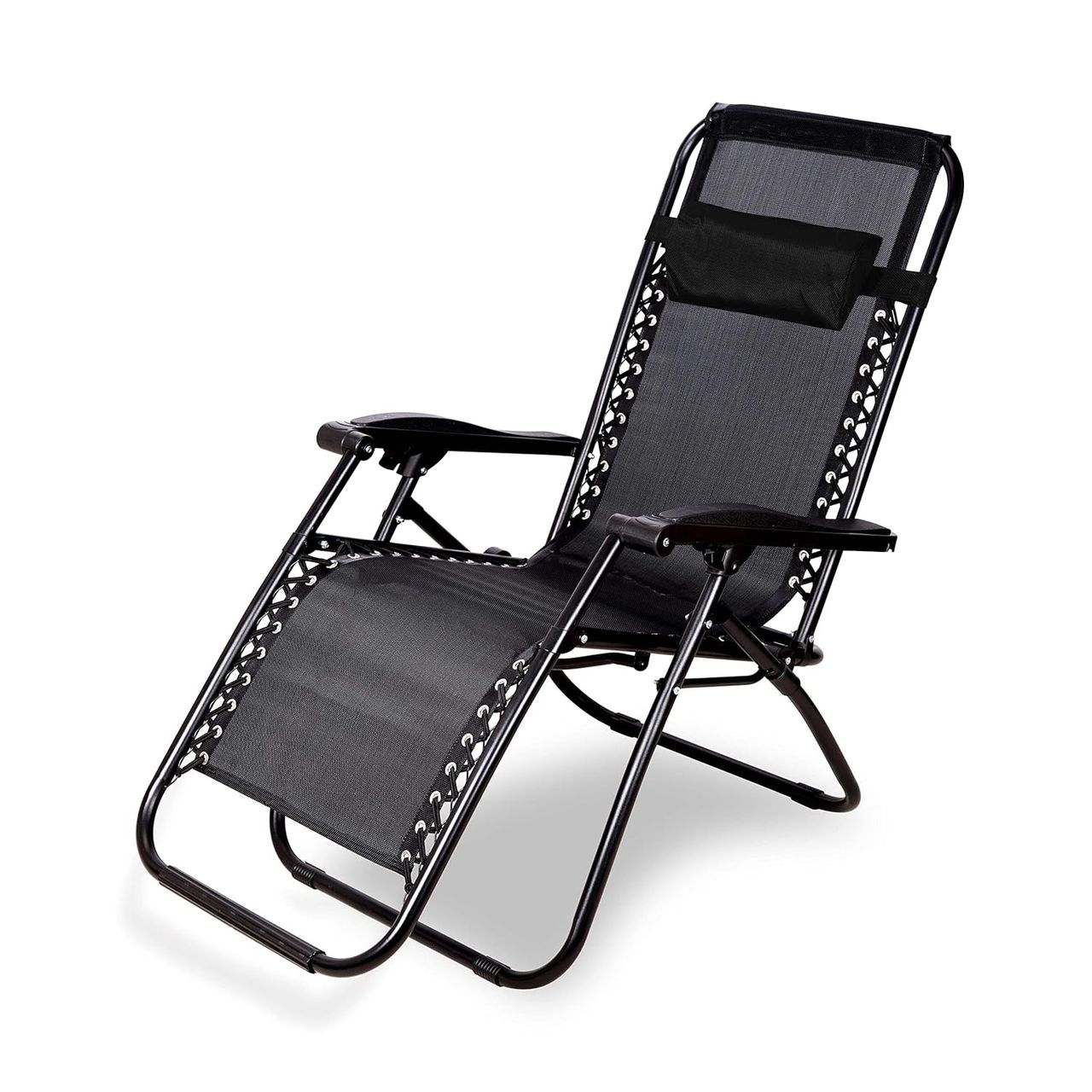 Arlavya Premium Foldable & portable recliner relaxing Arm Chair with adjustable pillow - Black