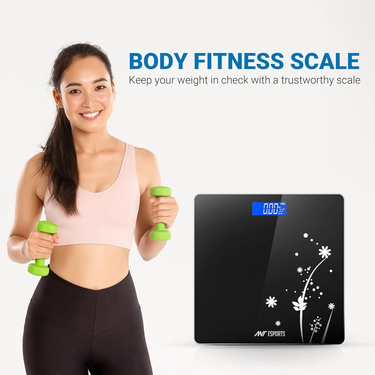 Ant Flora Bud Digital Body Weighing Scale | Black - 1 Unit