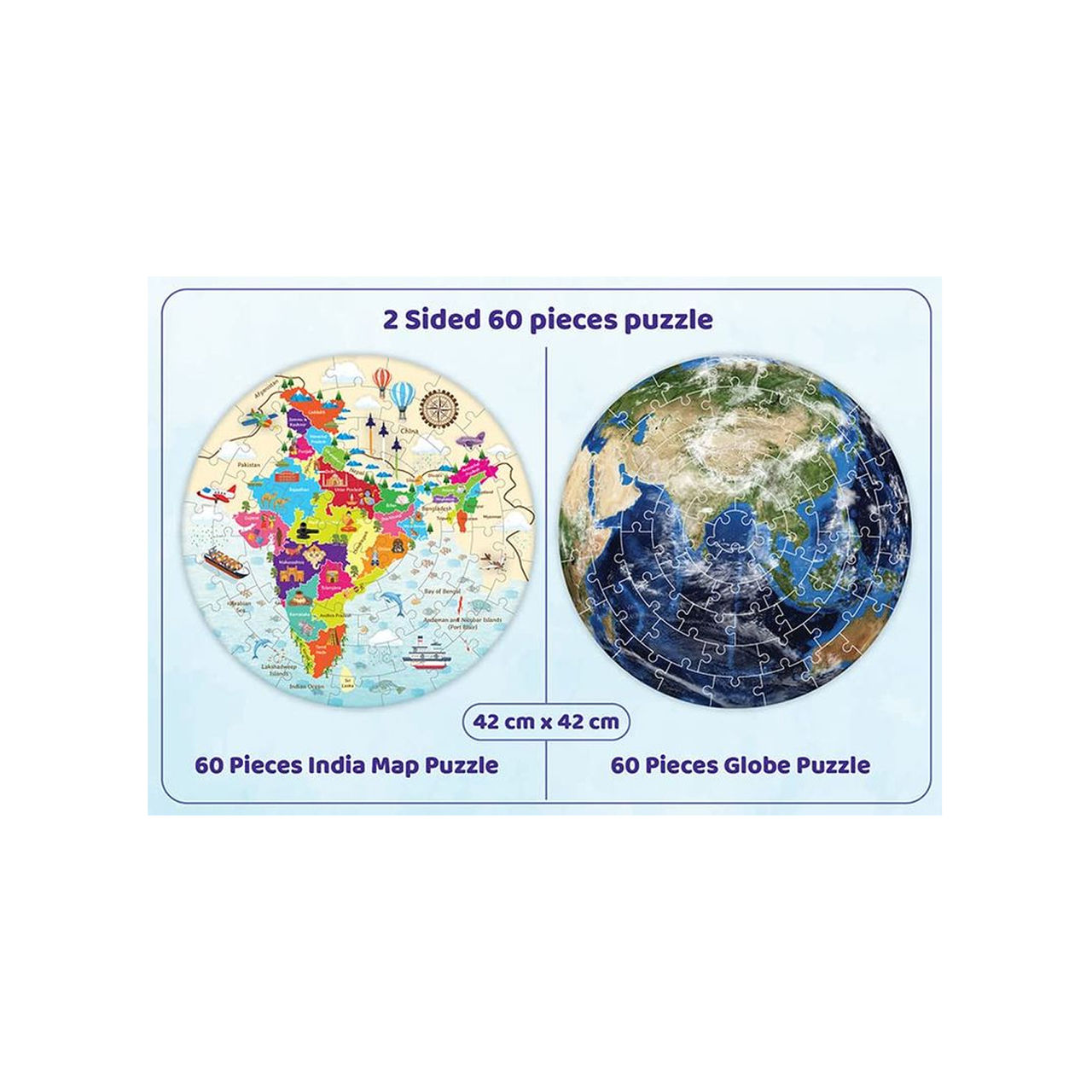 Funvention India Map & Globe | 4 In 1 Educational Puzzle for kids