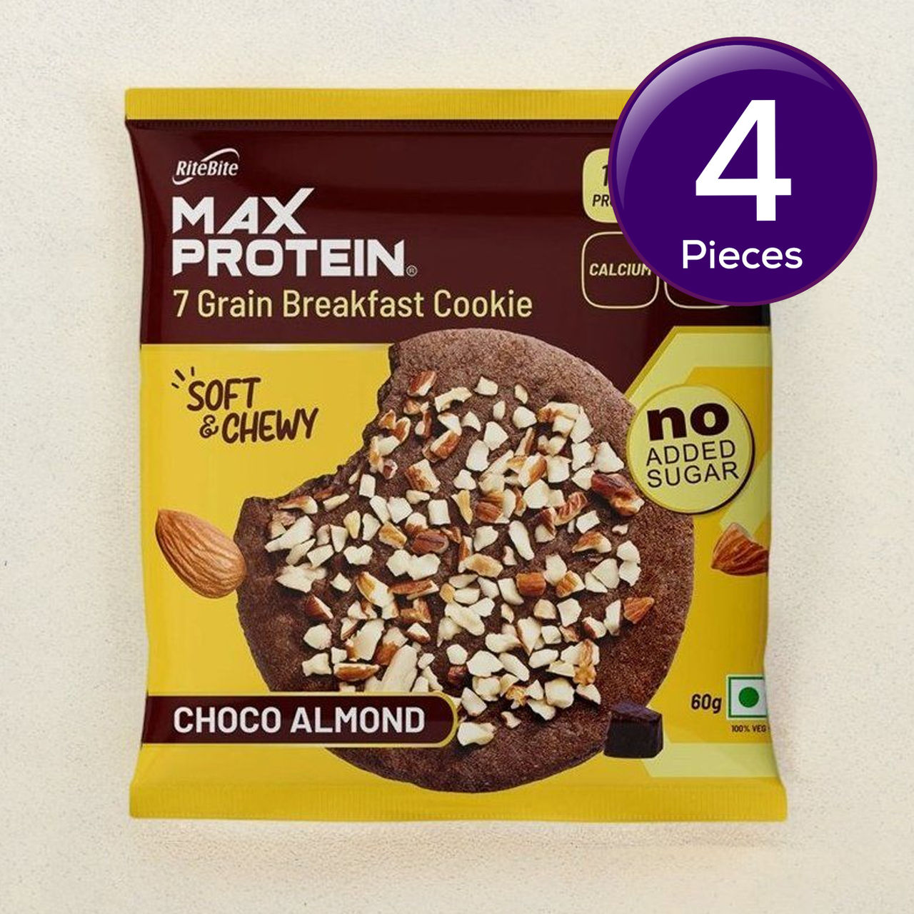 RiteBite Max Protein Sugar Free Choco Almond Cookies 60 g Combo