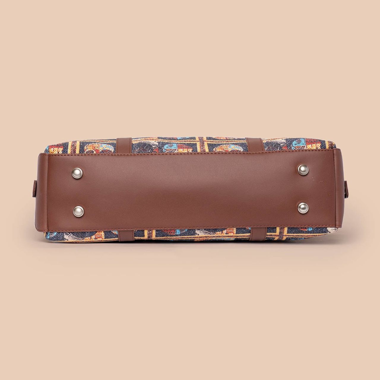 Zouk Women's Abstract Vegan Leather 13.8 L Double Strap Women's Office Bag | Multicolour - One Size