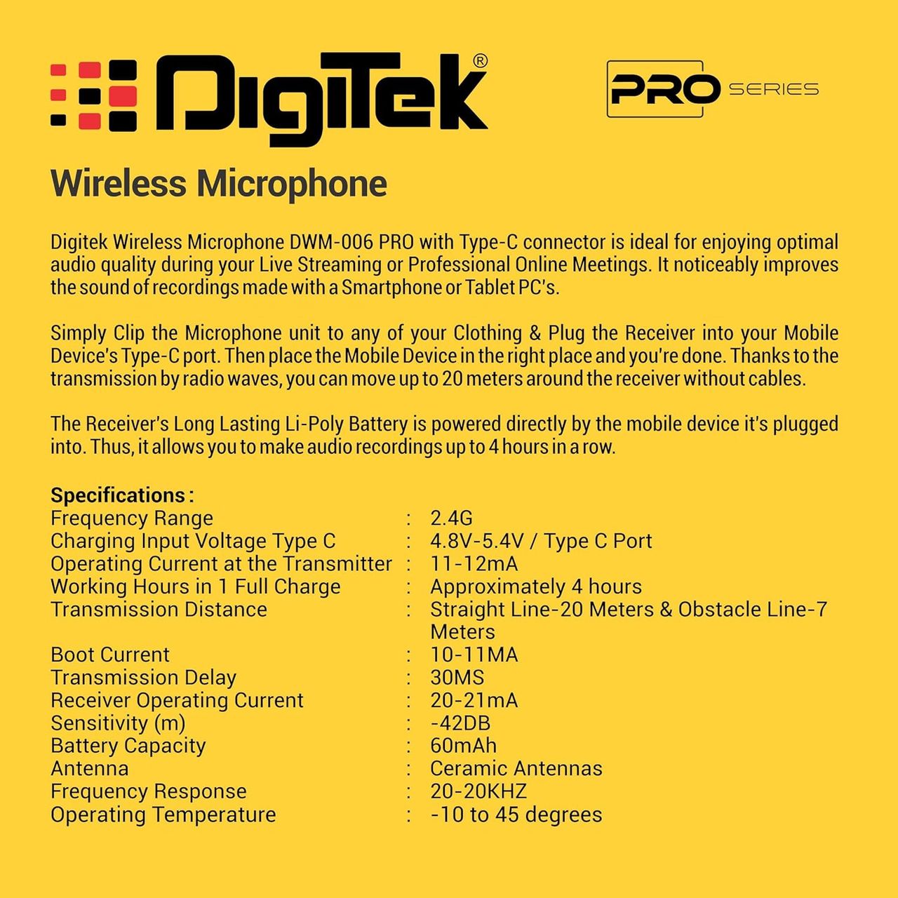 Digitek Wireless Microphone DWM-006