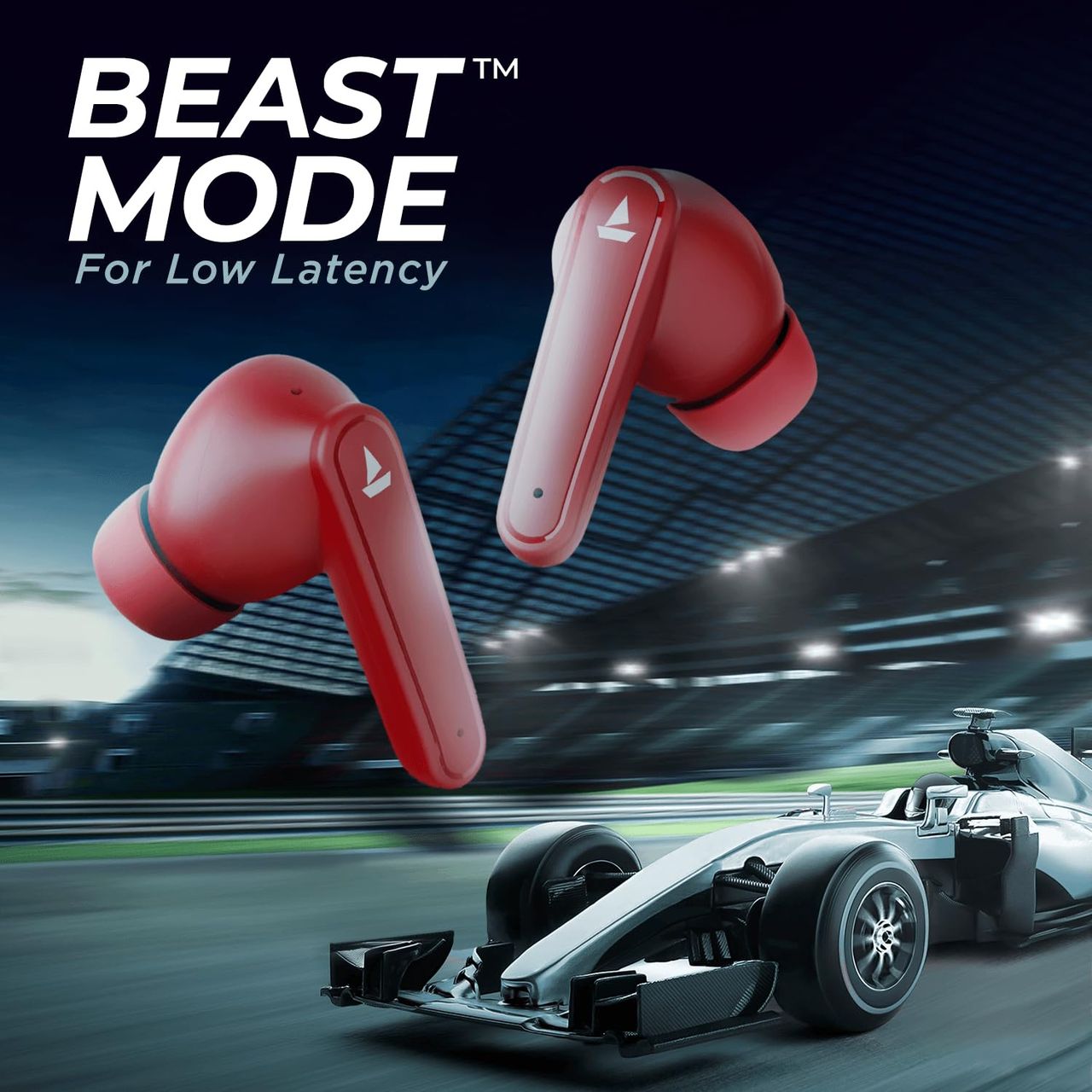 boAt Airdopes 115 in Ear Tws Earbuds With Enx & Beast Mode(Raging Red)