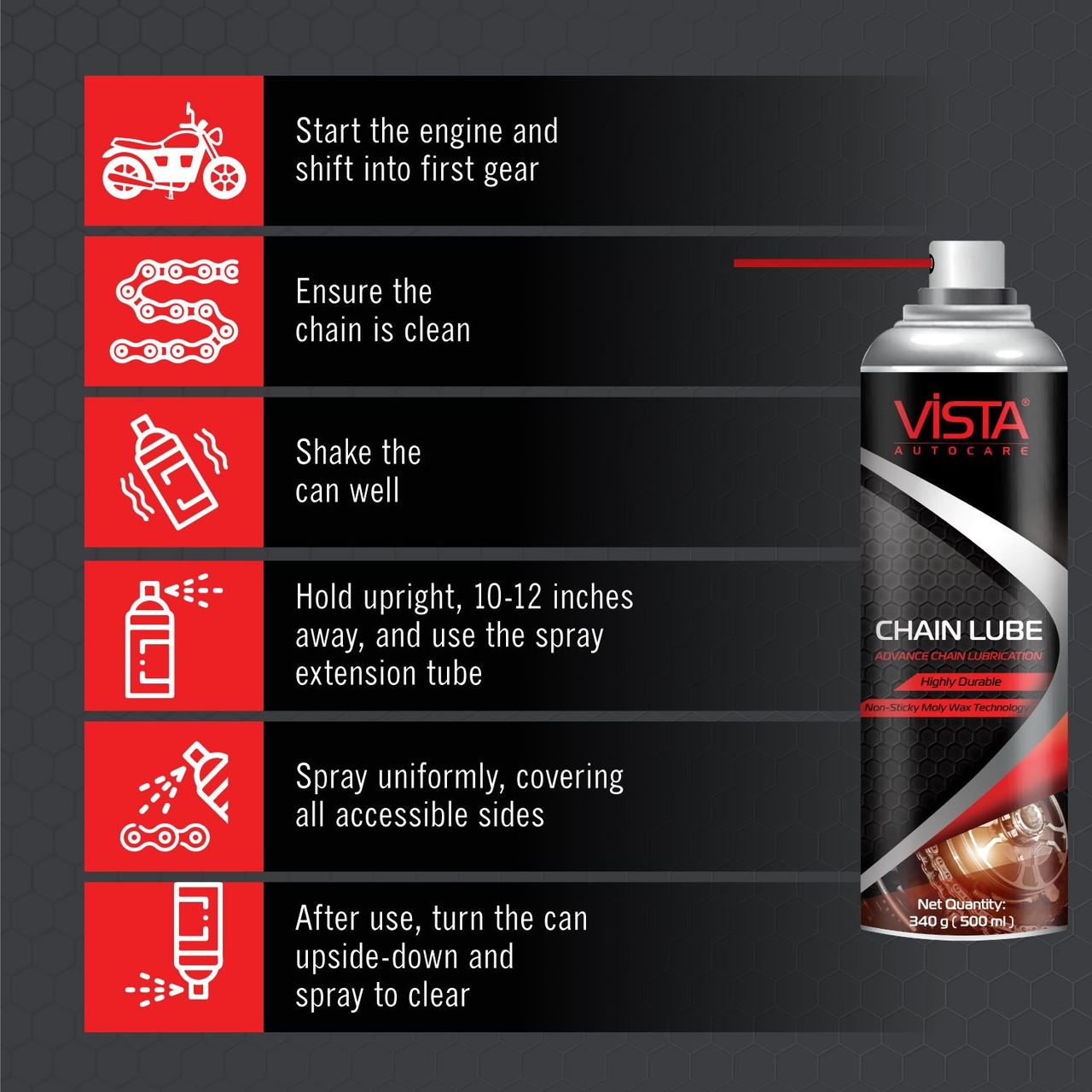 Vista Auto Care Vista Chain Lube | Bike Chain Lube | Chain Lube | Chain Spray