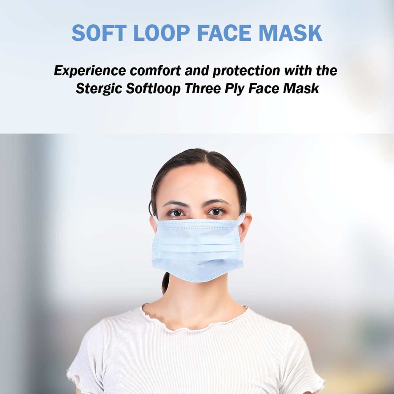 Stergic Softloop 3 Ply Disposable Face Mask Soft And Breathable Non-Woven Fabric With Earloop