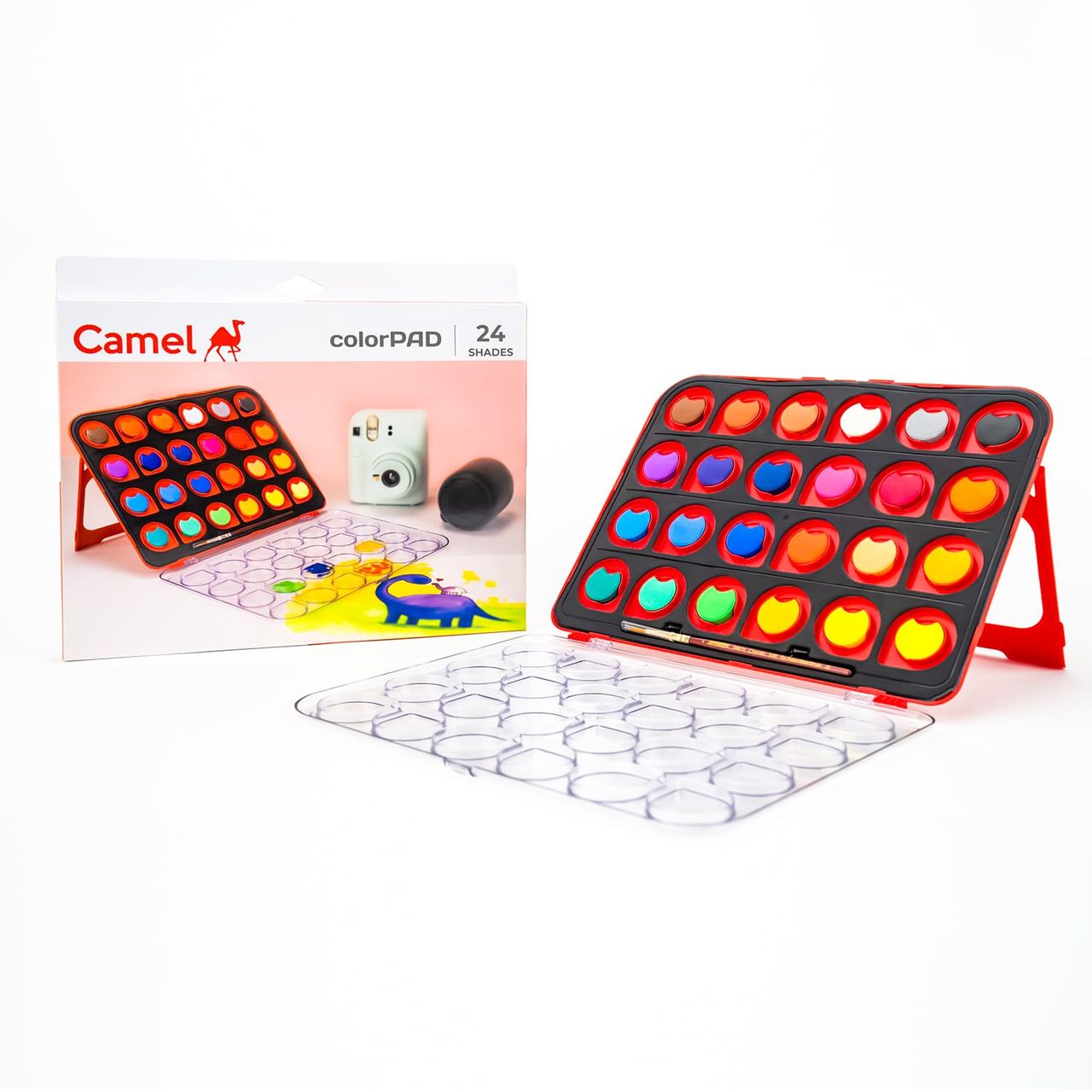 Camel Colorpad Watercolor Cake With Paint Brush 24 Shade Set