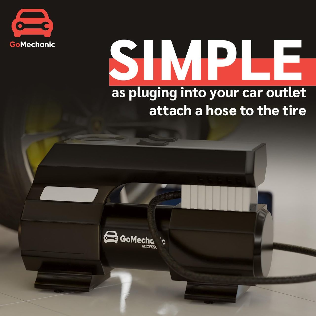 Gomechanic Digital Tyre Inflator For Car-150 Psi, 12V Dc Portable Air Pump With Led Light