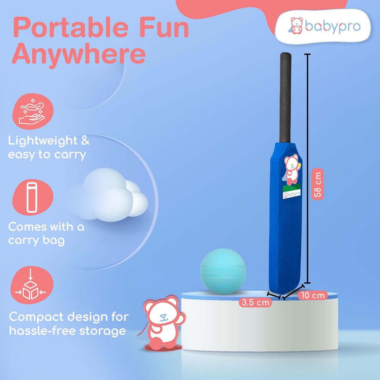 BabyPro Foam Bat and Ball