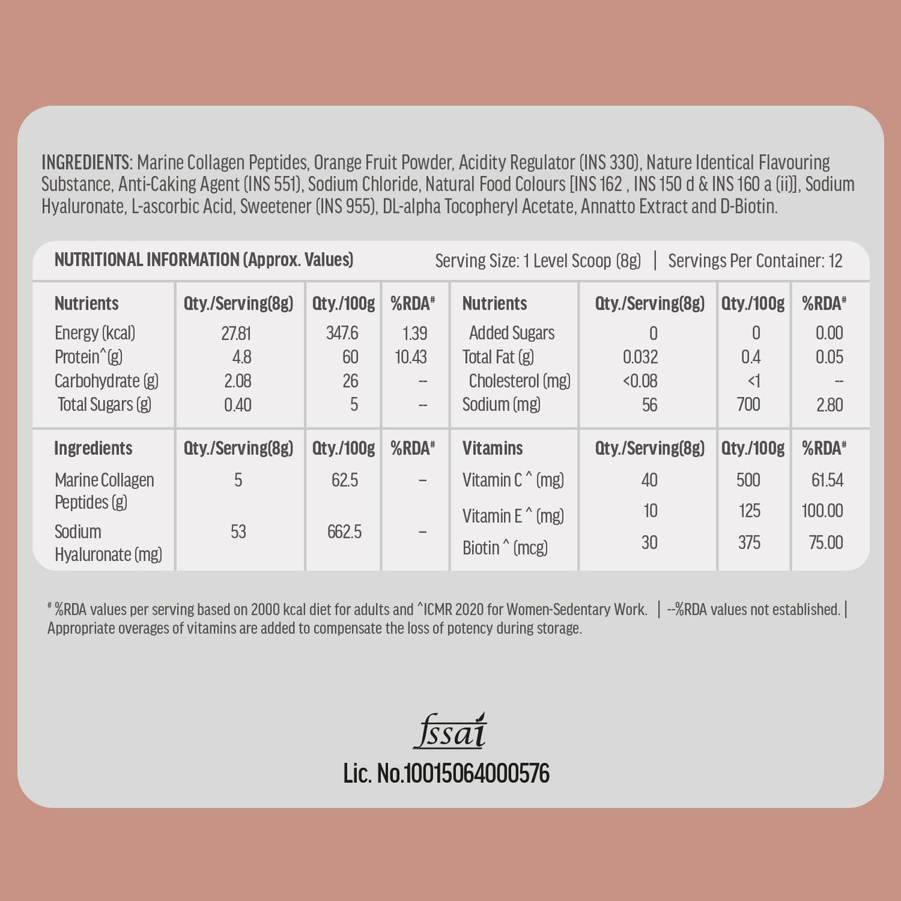 hk vitals Skin Radiance Collagen Supplement with Biotin, Orange