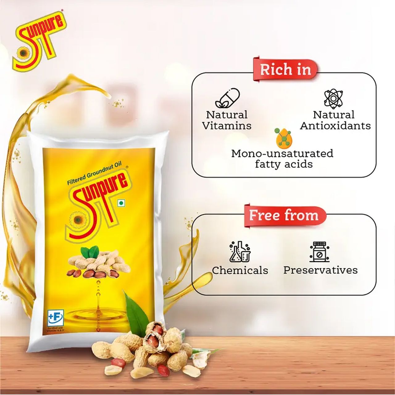 Sunpure Filtered Groundnut Oil | Pouch 1 l Combo