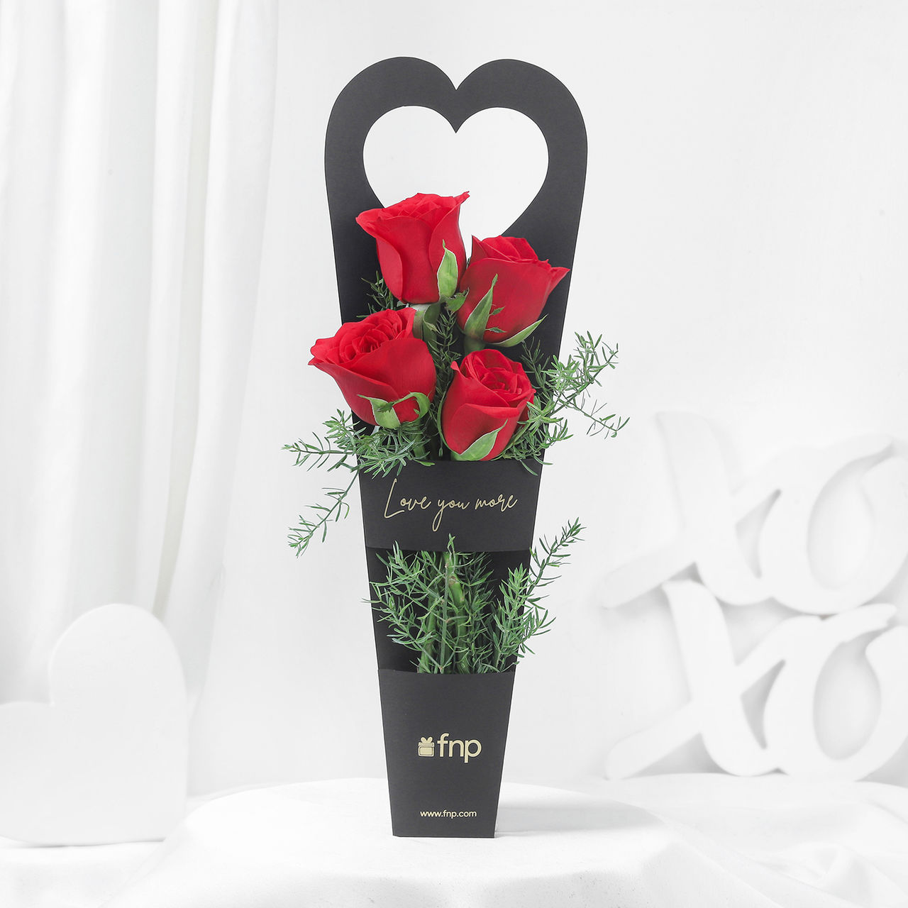 Fnp Magic Of Red Roses In Sleeve(1pc) & Webby Heart Shape Cushion Soft Toys | 30 Cm | Red(1pc) Combo