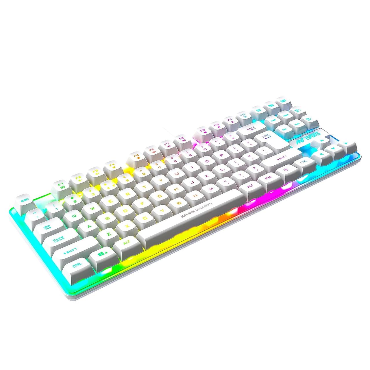 Ant Esports Mk700 V2 Membrane Tkl Wired,Waterproof Keyboard,Design And Work Mercury White