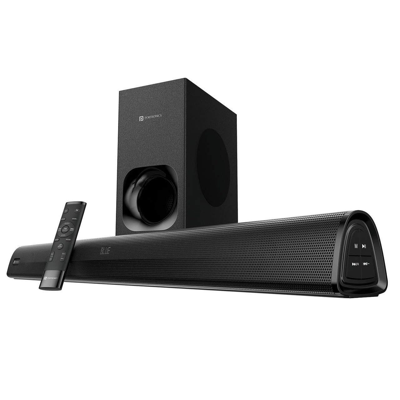 Portronics Pure Sound 105 | 200W Bluetooth Soundbar with Wired Subwoofer for Deep Bass(Black)