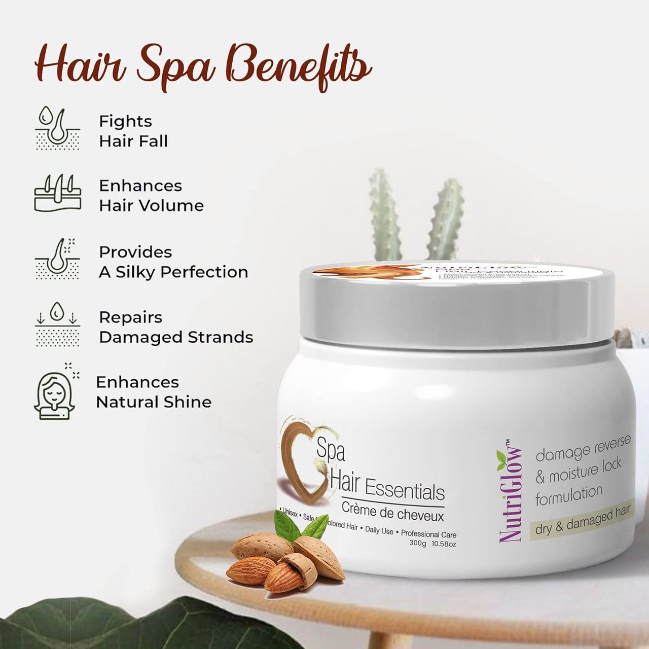 NutriGlow Hair Spa Cream With Damage Reverse & Moisture Lock Formulation For Dry & Damaged Hair