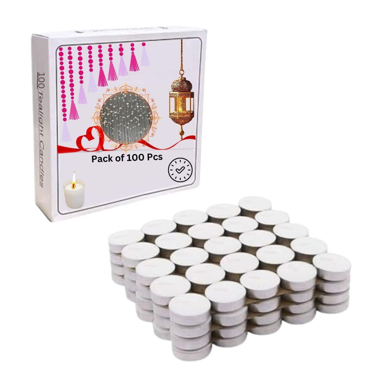 Go Hooked Wax Tealight Candles | 3-Hour Burn Time | Smokeless | No Residue | Pack Of 100