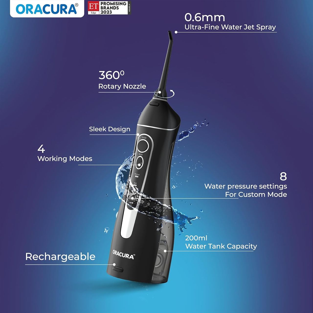 Oracura Oc200 Lite Smart Plus Water Flosser Black