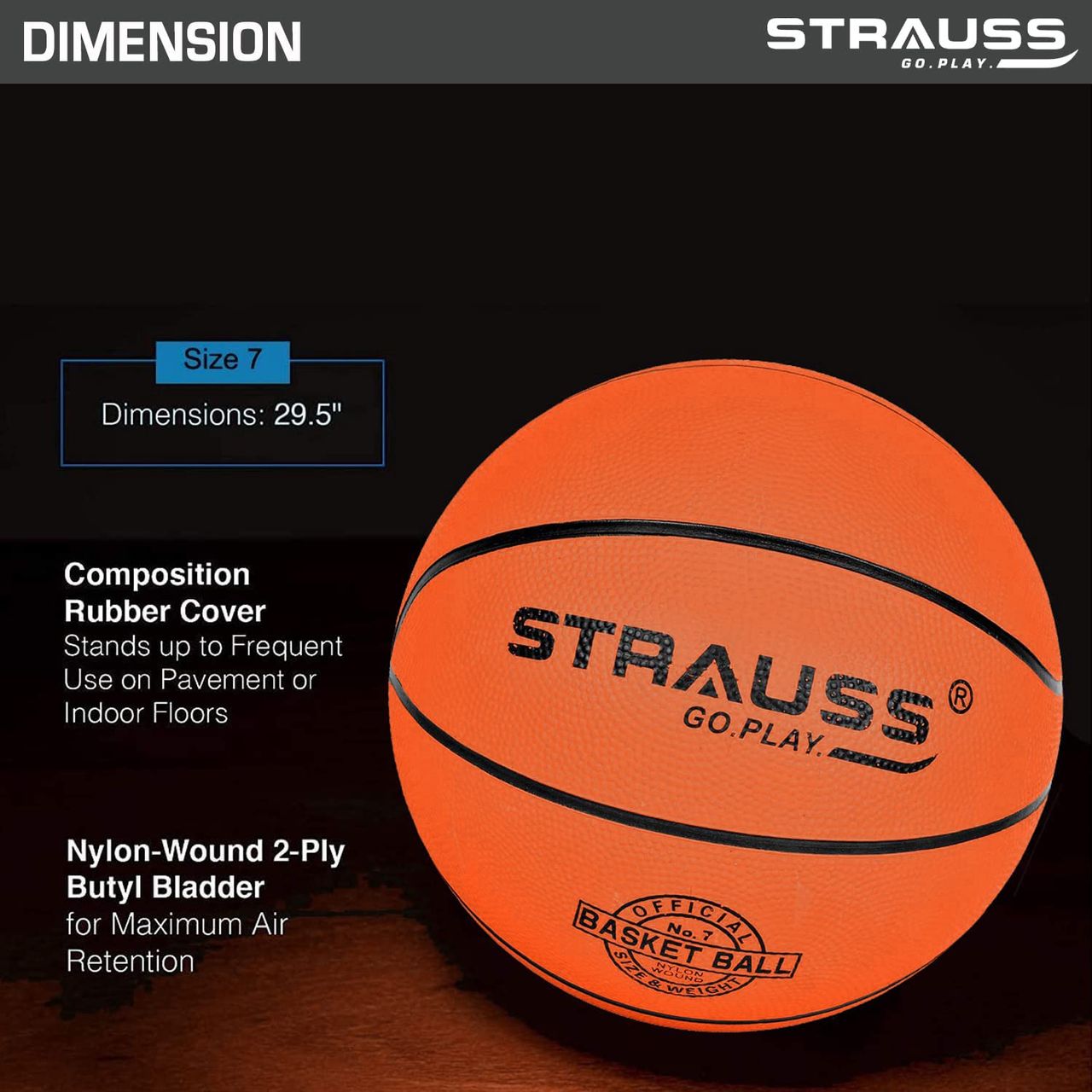Strauss Official Basketball, Size 7 (Orange)