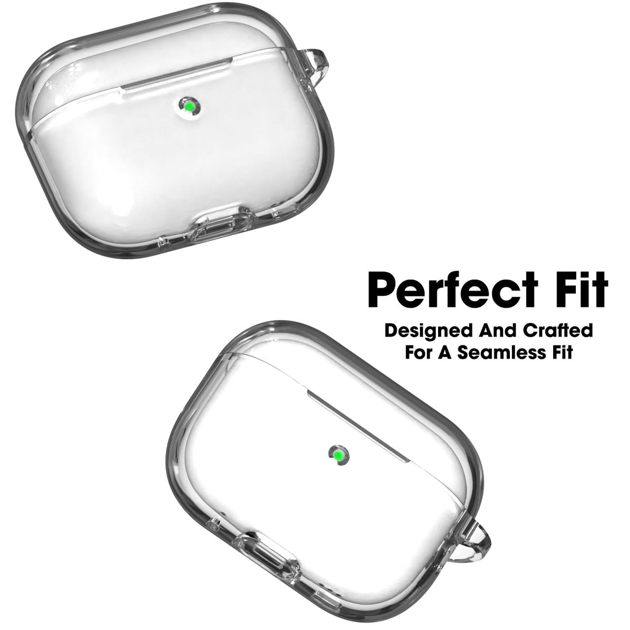 Sounce Silicone Case Cover for AirPods Pro 2 2022 | Shockproof with Keychain & LED Visible | Transparent