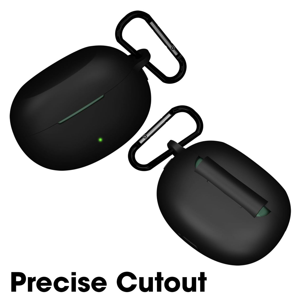 Sounce Silicone Case Cover for Realme Buds Air 6 TWS-Shock-Absorbing | Keychain & Front LED | Black