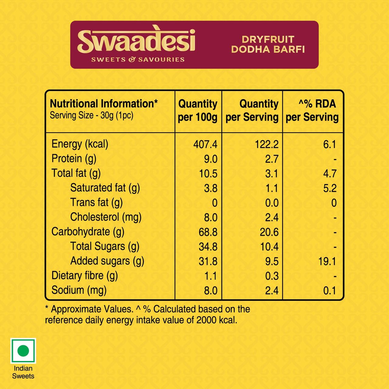 UNIBIC Desi Ghee Dryfruit Dodha Barfi