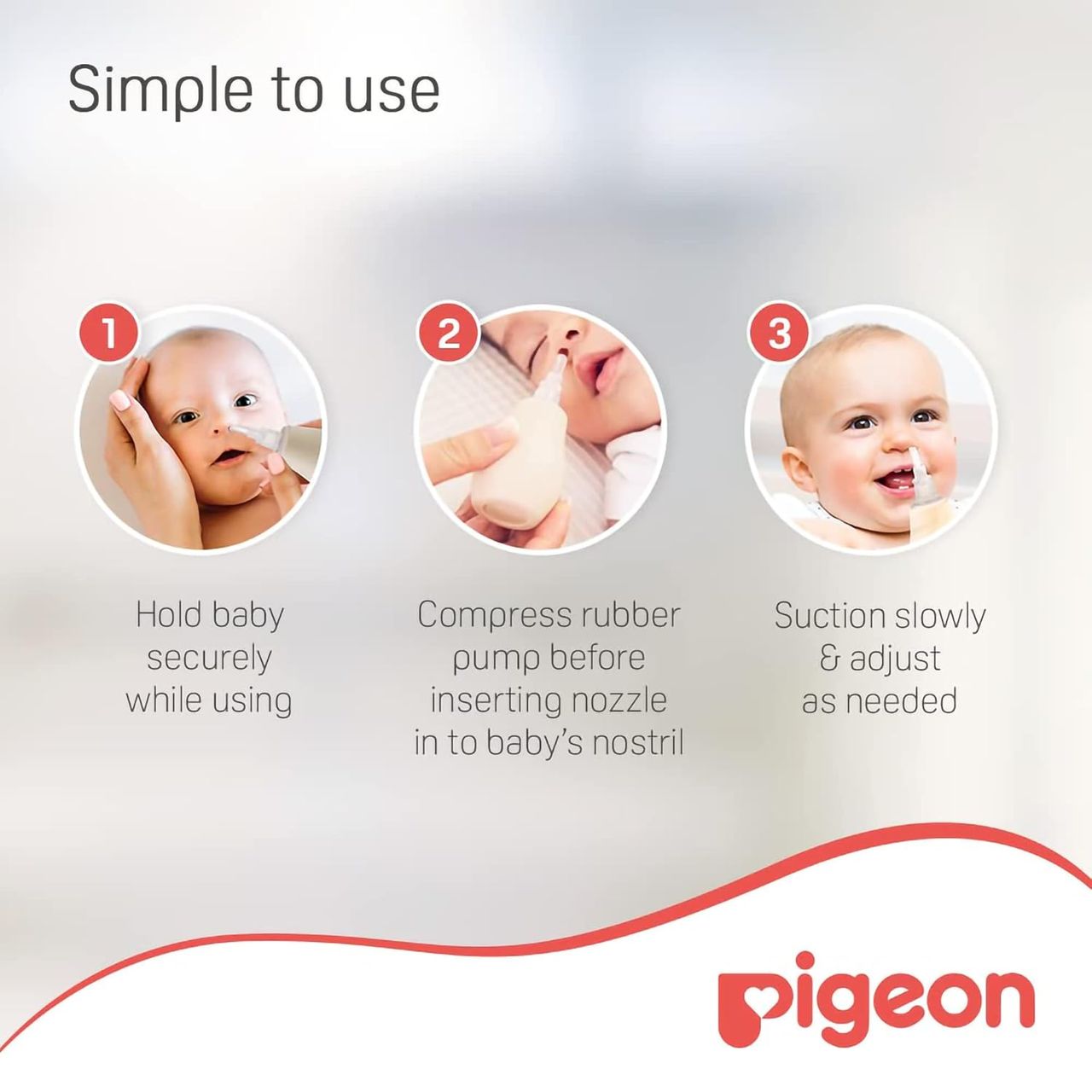 Pigeon Baby Care Nasal Aspirator | White and Red | 0 - 3 years