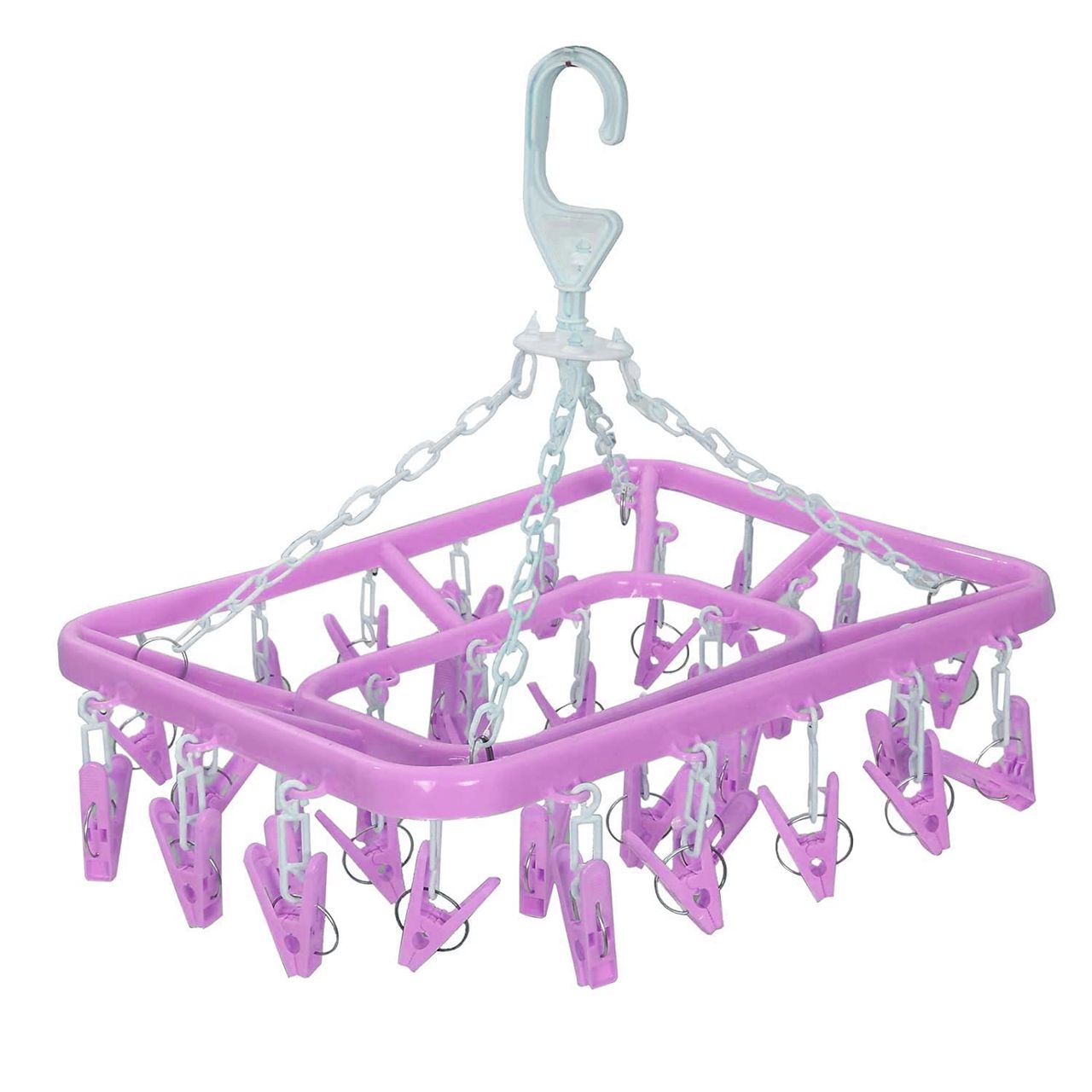 Kuber Industries Plastic 360 Degree Folding Clothes Drying Rack|(Green | 32 Clip | KUBMART15537)