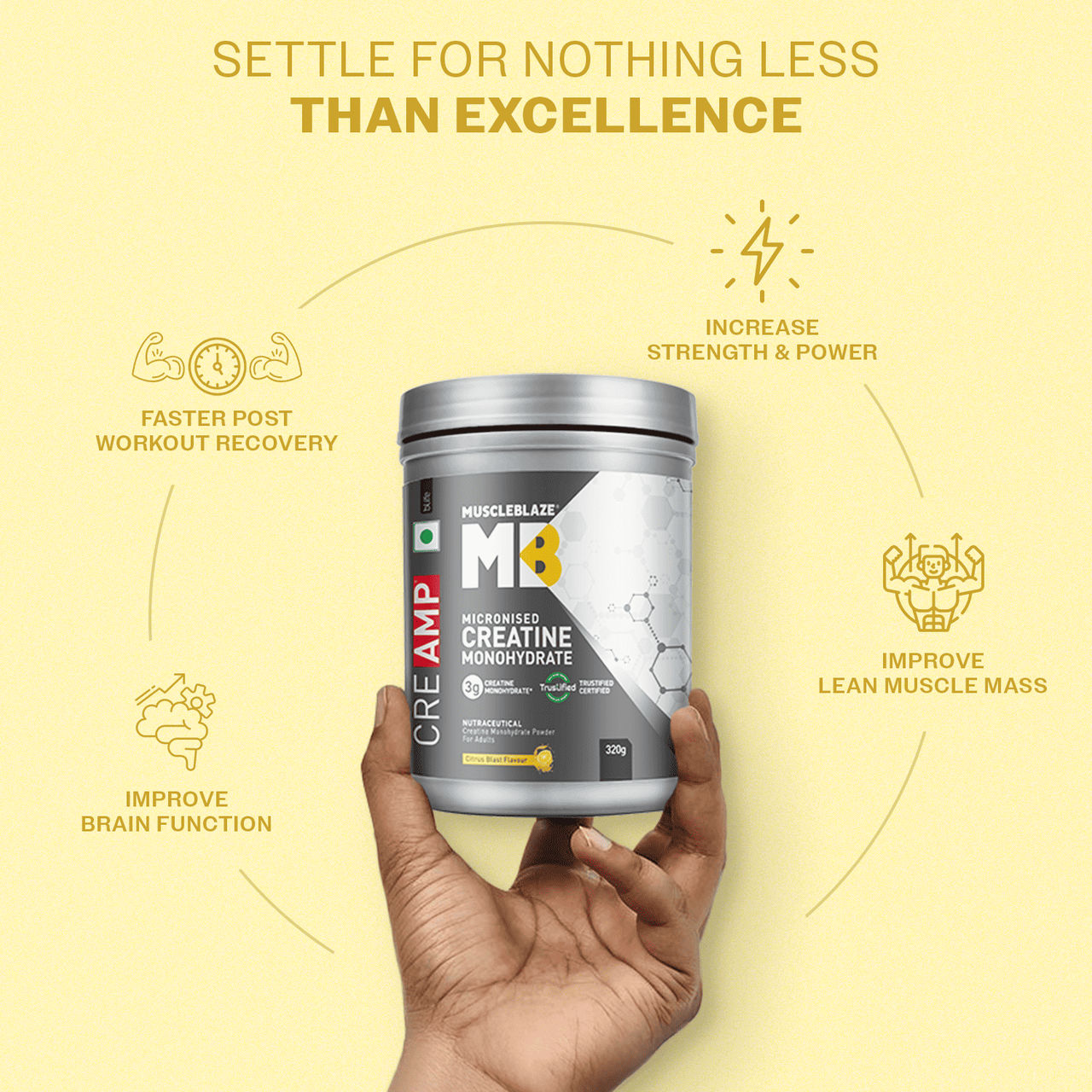 Muscleblaze Creatine Monohydrate Creamp With Creabsorb (Citrus Blast, 62 Servings) 250 g Combo