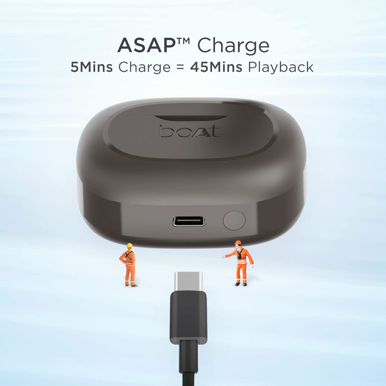 boAt Airdopes 393anc Tws Earbuds W/ 32db Hybrid Anc, Quad Mics With Enx Tech(Davy's Grey)