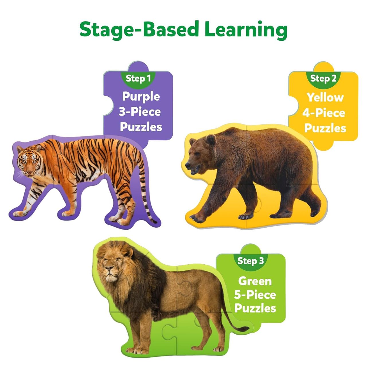Skillmatics Step By Step Puzzle - Wild Animal Jigsaw & Toddler Puzzles