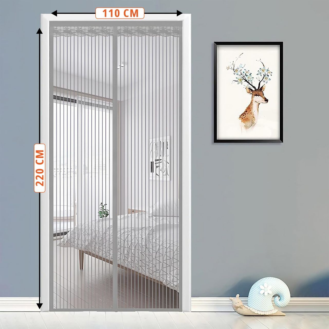 BonKaso Magnetic Mesh Curtain For Door/Window | Gray - 220 x 110 cm