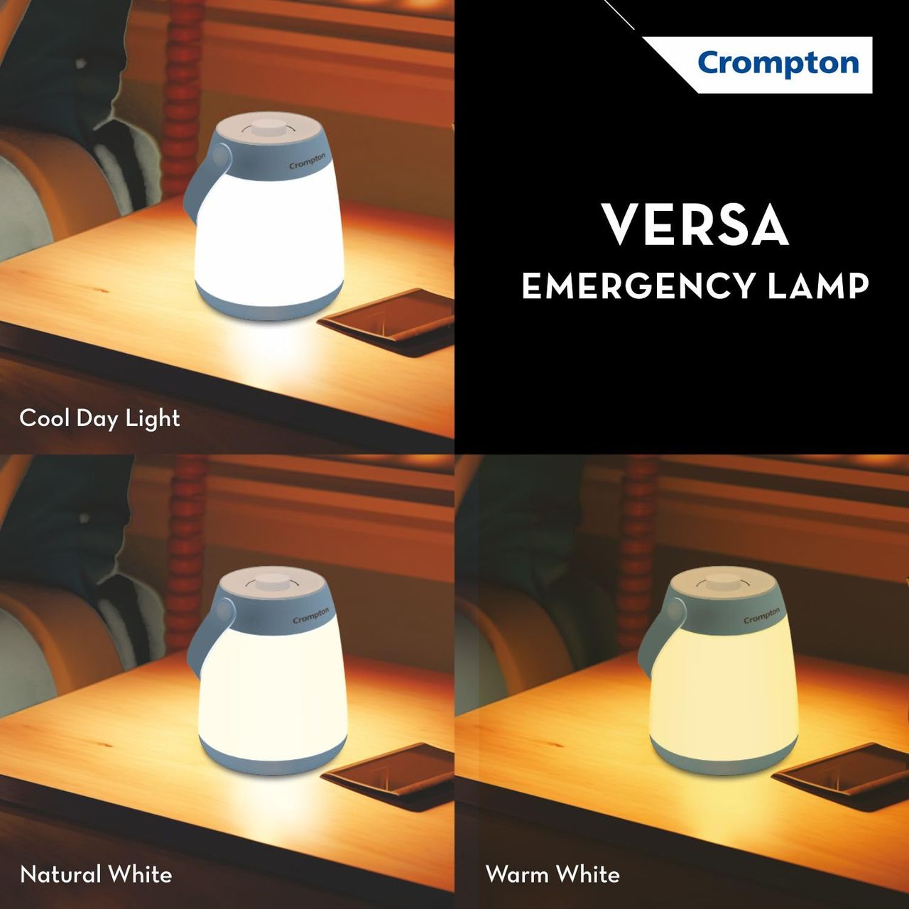 Crompton Versa Emergency Lamp 5W Rechargeable | White