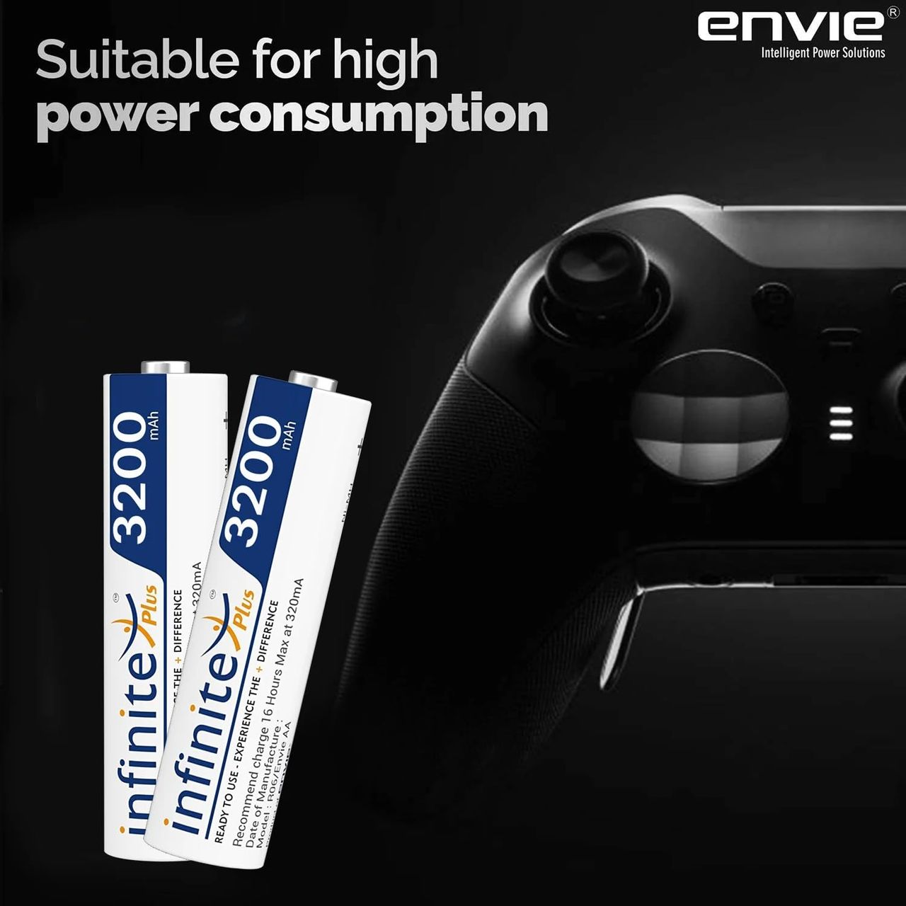 Envie Infinite Plus AA High Capacity 3200 mAh Ni-MH Rechargeable - Ready To Use Battery (Pack Of 4)