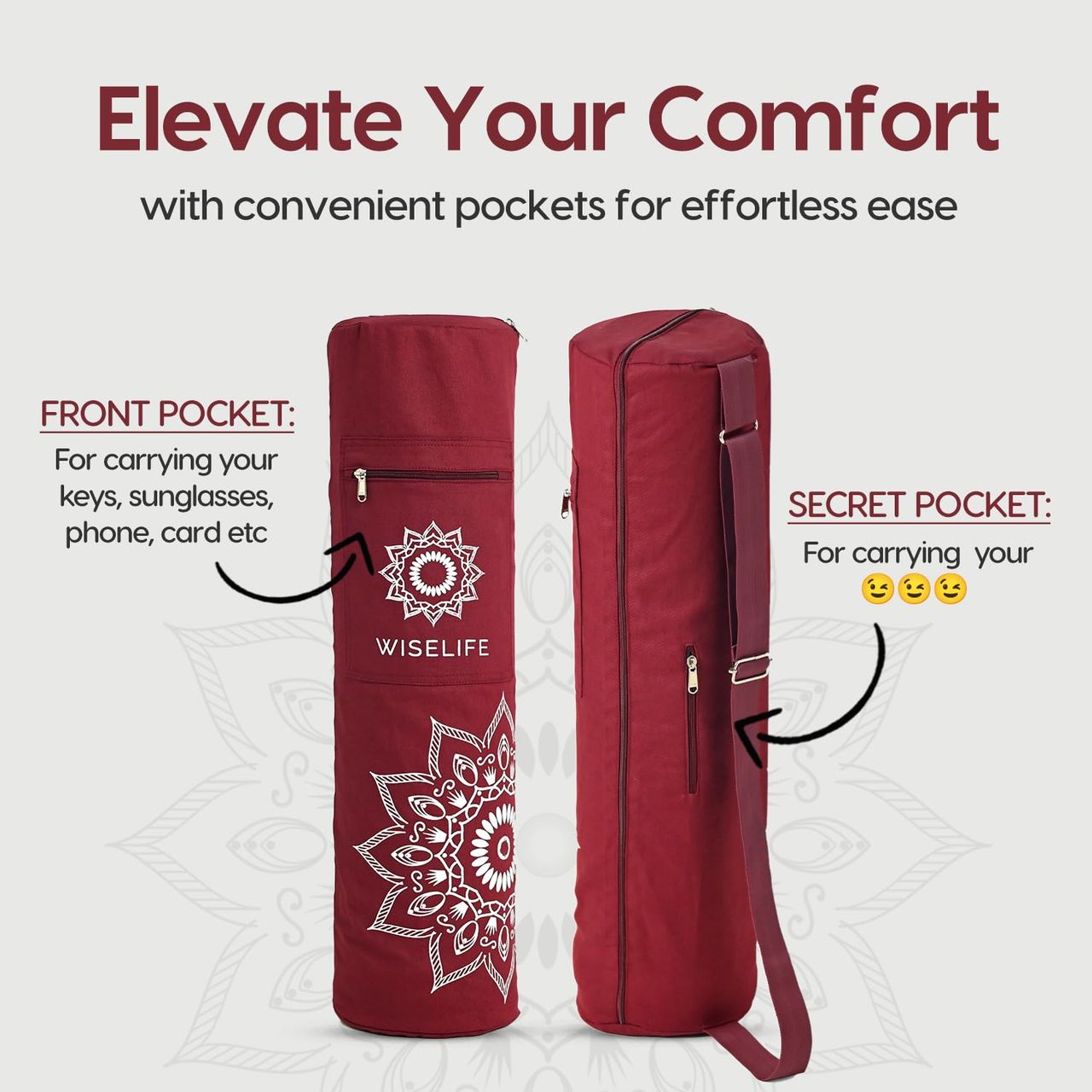 Wiselife Yoga Mat Bag - Wine
