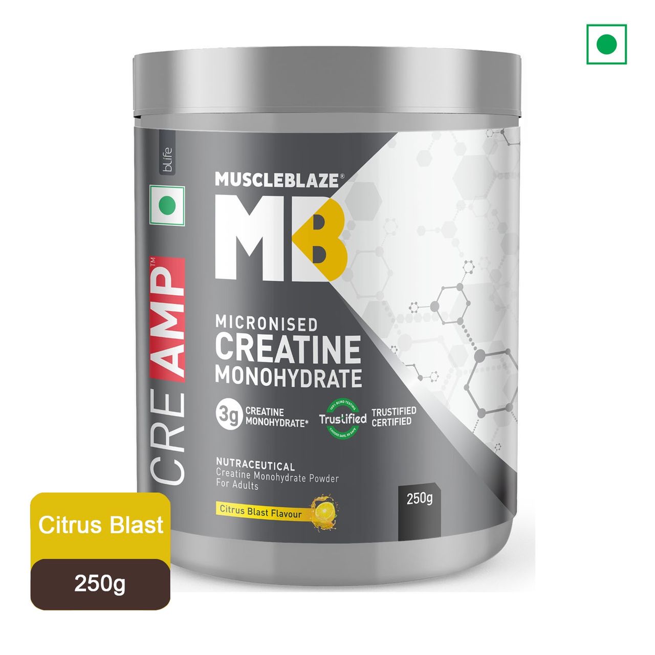 Muscleblaze Creatine Monohydrate Creamp With Creabsorb (Citrus Blast, 62 Servings) 250 g Combo