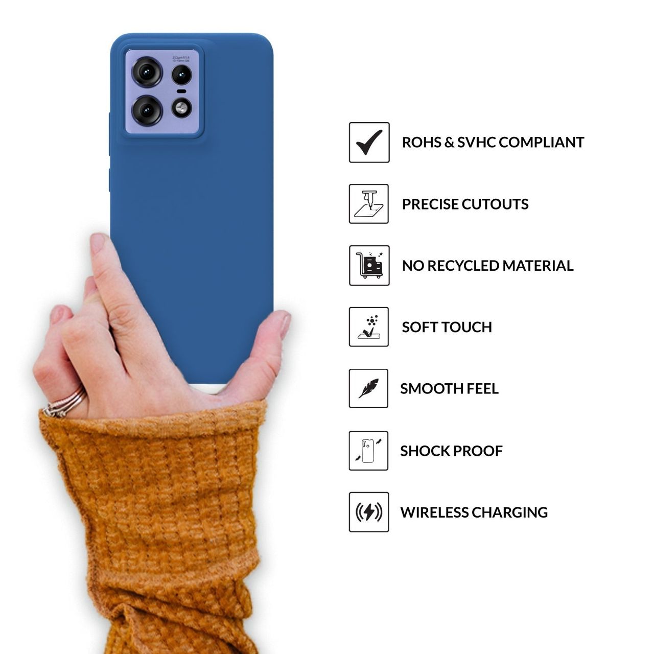 Sprig Liquid Silicon Back Cover/back Case for Moto Edge 50 Pro | Navy Blue