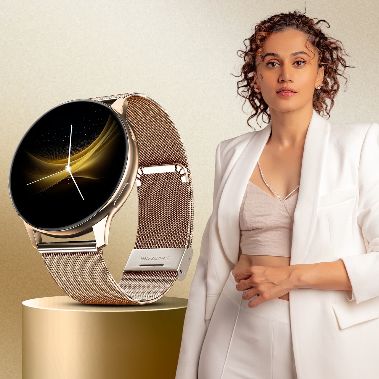 Noise Vortex Plus Smartwatch Women's Edition - Gold Link