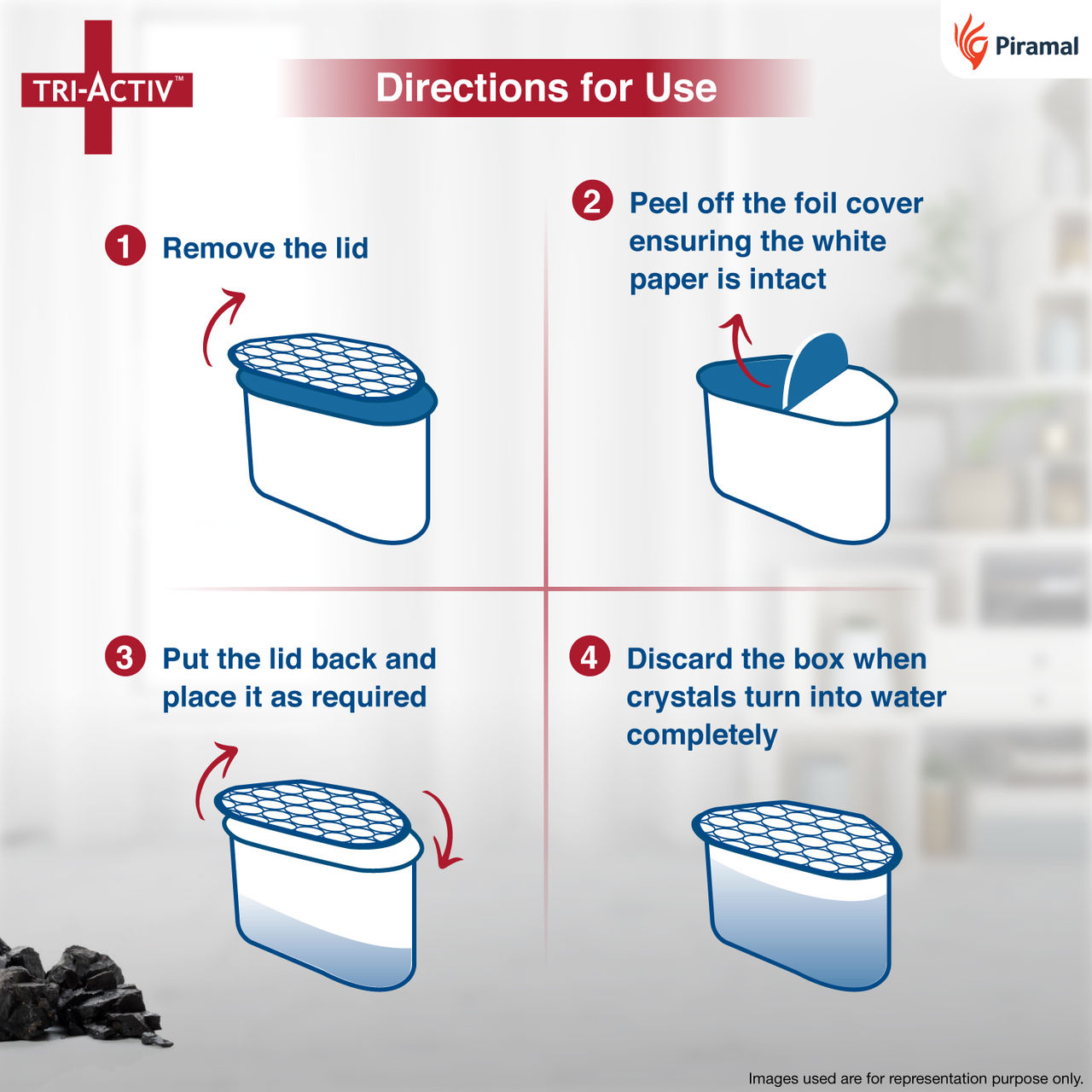 Tri-Activ Moisture Absorbers, Dehumidifier For Wardrobe, Closet, Shoe Rack- Charcoal