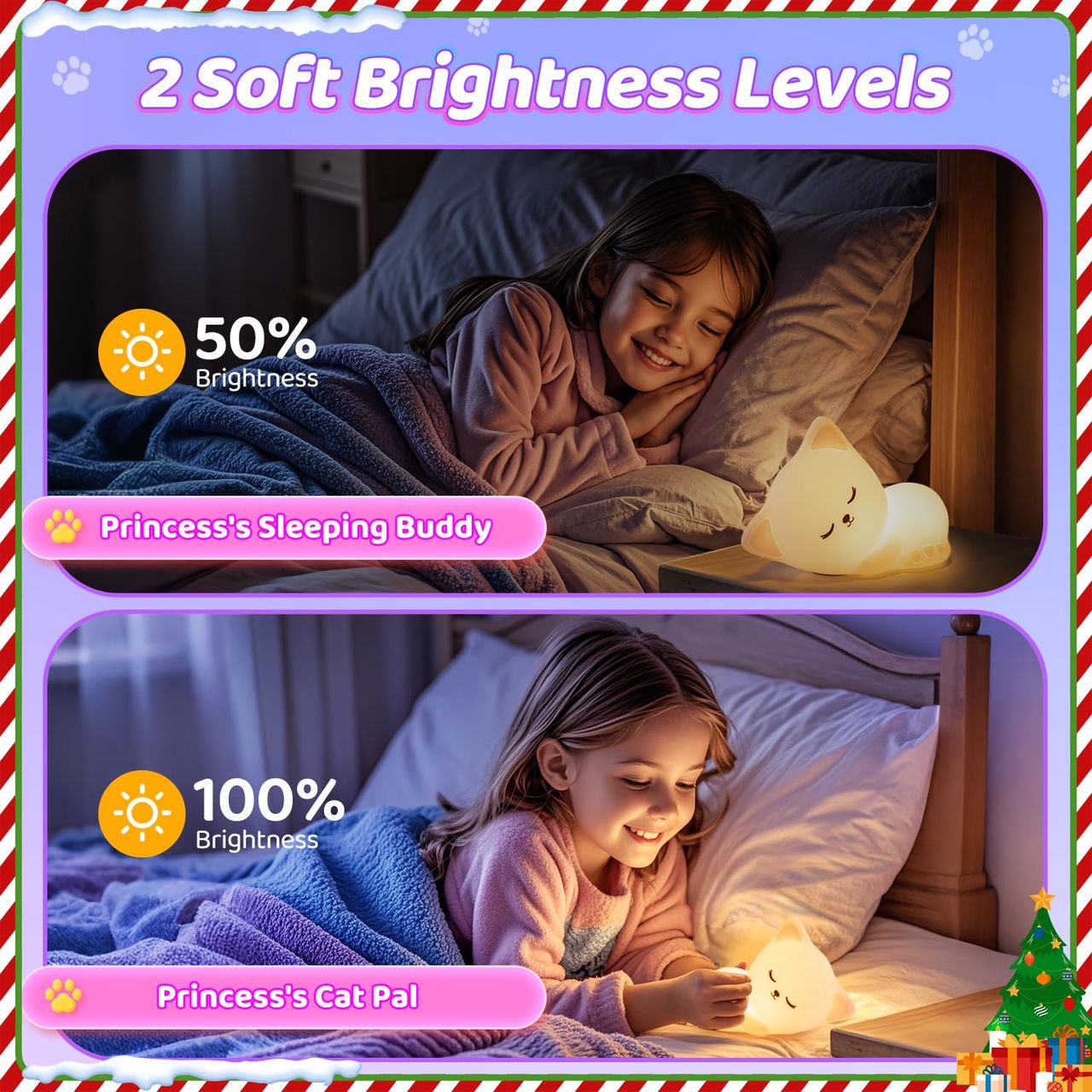 Hashwow Kitty Night Light, Color Changing Rechargeable Lamp