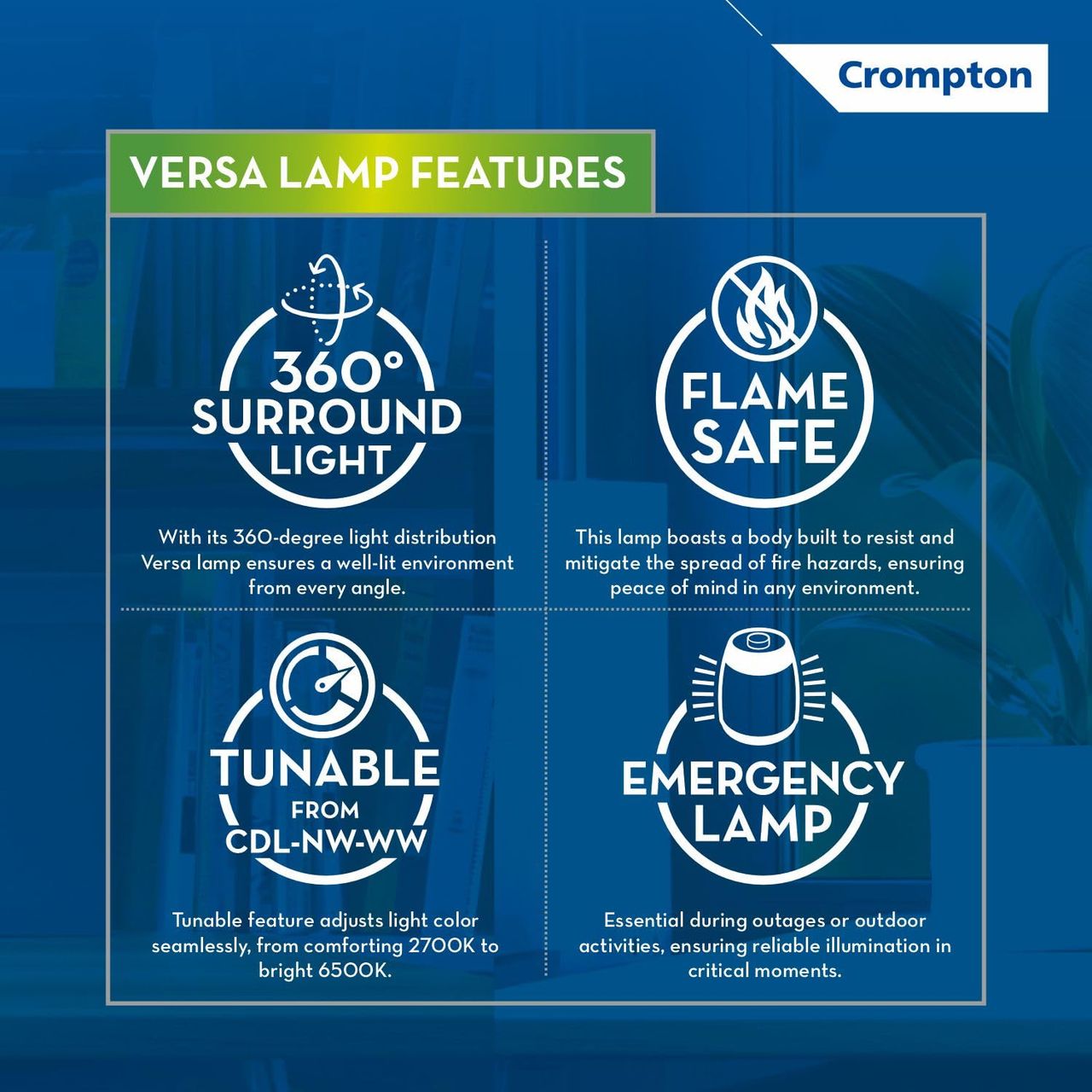 Crompton Versa Emergency Lamp 5W Rechargeable | White